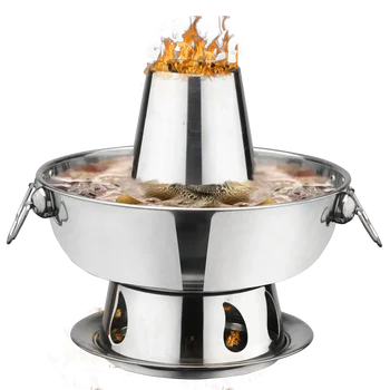 1.8 литра висококачествена гореща тенджера от неръждаема стомана, китайско фондю агнешко китайски дървени въглища Hotpot открит готварска печка пикник готварска печка
