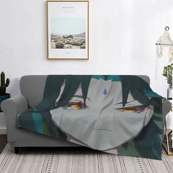 Genshin въздействие Xiao портрет одеяло кадифе декорация игра преносими супер топло хвърлят одеяла за диван офис покривка