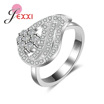 бял цвят неправилен дизайн с мистичен кръг и обрат модел 925 стерлинги сребърен кристален пръстен за жени дами