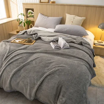 Меко топло фланелно руно одеяло за легло Плътен цвят хвърлят каре одеяло зимна дебела покривка за легло за диван спалня възрастен легло покритие